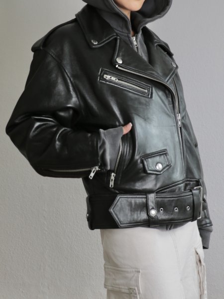 画像8: 【Pre-Order】［STAND STUDIO］ Isobelle Biker Leather Jacket バイカーレザージャケット - Black (8)