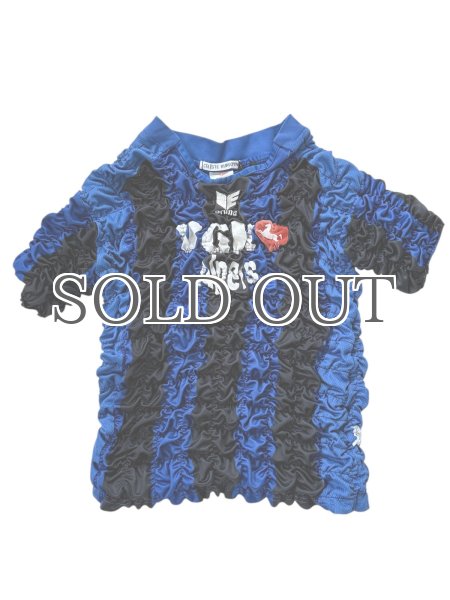 画像1: CELESTE BURGOYNE - THE RUCHED SPORTS TEE バブルスポーツTシャツ - BLUE x BLACK (1)