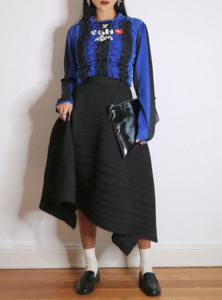 画像7: CELESTE BURGOYNE - THE RUCHED SPORTS TEE バブル スポーツロングTシャツ - BLUE x BLACK (7)