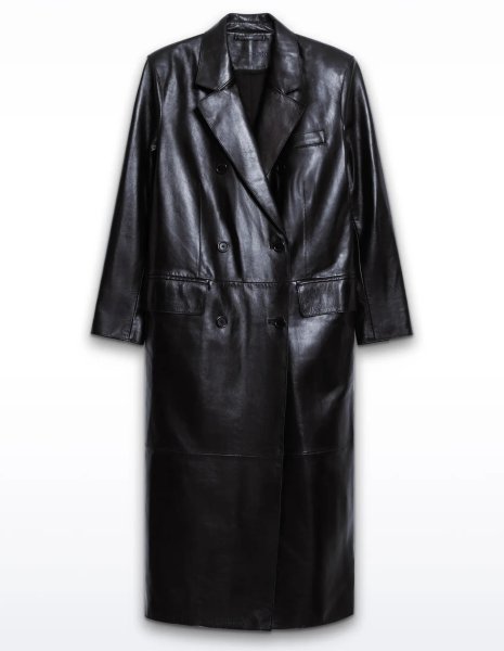 画像1: ［STAND STUDIO］Selene Leather Coat ラムレザーロングコート - Black (1)