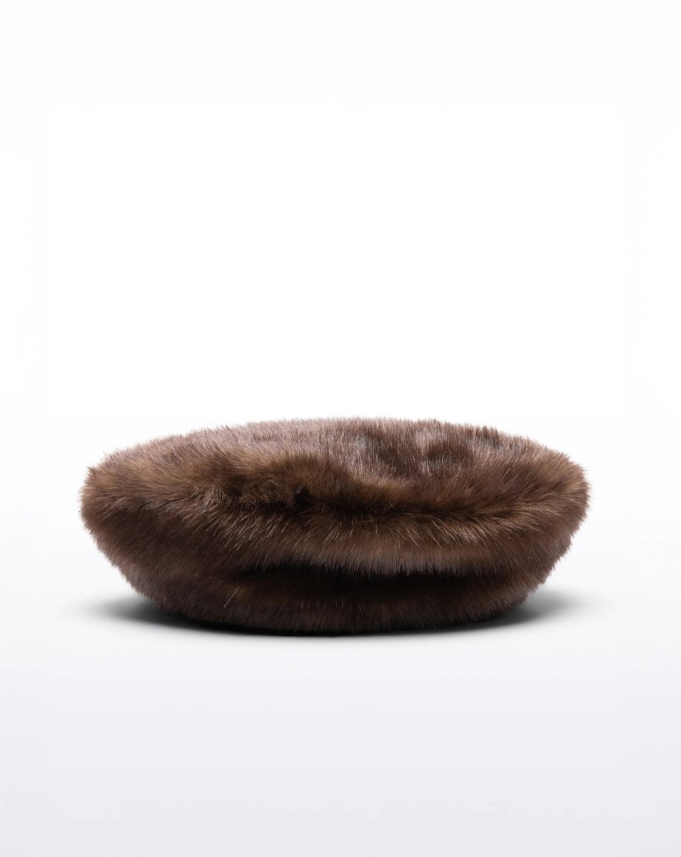 画像1: ［STAND STUDIO］Solene Fur Beret エコファーベレー帽 - Brown (1)