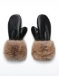 画像1: ［STAND STUDIO］Jane Mittens  ファー付きミトングローブ - Black/Natural (1)