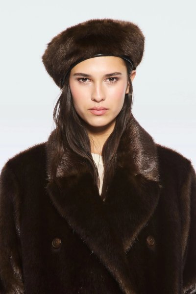 画像2: ［STAND STUDIO］Solene Fur Beret エコファーベレー帽 - Brown (2)
