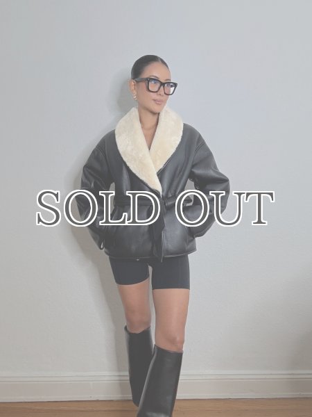 画像9: 【40%OFF】［STAND STUDIO］ Kathini Jacket フェイクシアリングジャケット - Black/Off White (9)