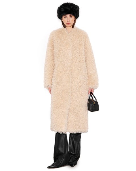 画像2: ［STAND STUDIO］Carolina Coat  カーリーエコファーコート - Off White (2)
