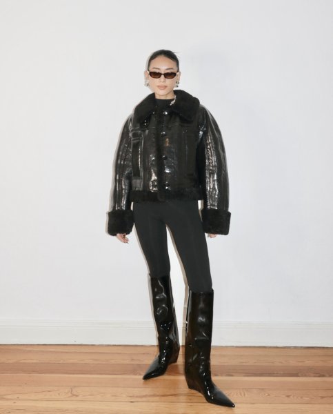 画像8: ［STAND STUDIO］Senna High Boot  グロッシーパテントウェッジブーツ (ヒール6cm) (8)