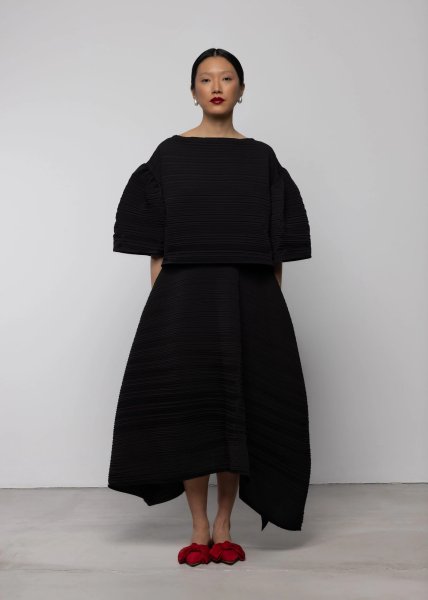画像7: 【40%OFF】［ESTHE］Asymmetrical Pleated Skirt  アシンメトリープリーツスカート - Black (7)