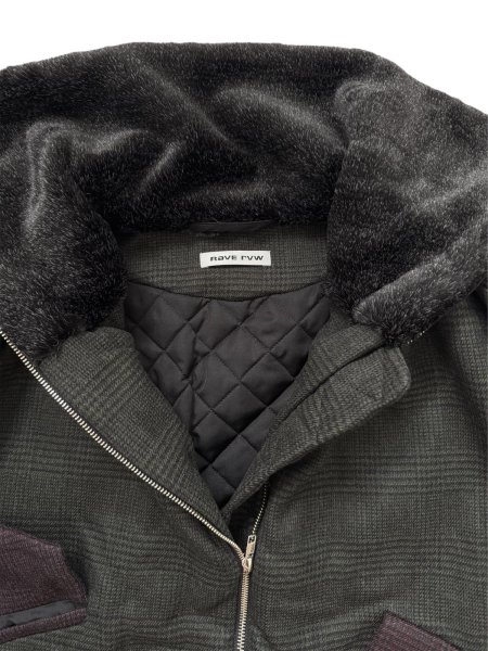 画像11: ［RAVE REVIEW］BILLIE BOMBER JACKET - DARK GREEN x GREY CHECK (11)
