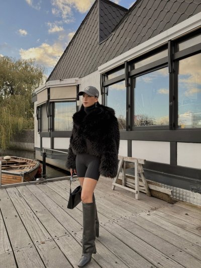 画像1: ［STAND STUDIO］Samara Faux Fox-Fur Jacket エコフォックスファージャケット - Black