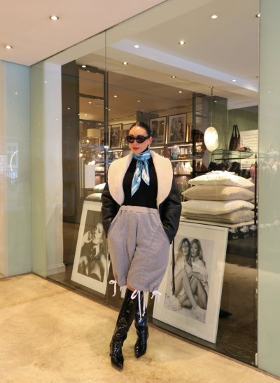 画像1: 【40%OFF】［STAND STUDIO］ Kathini Jacket フェイクシアリングジャケット - Black/Off White