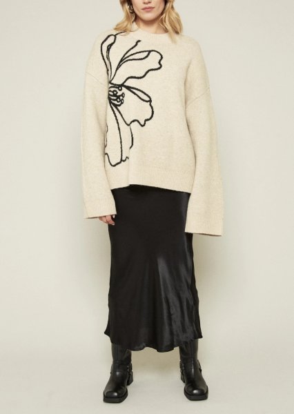 画像11: 【ANOTHER GIRL】Cream Floral Intarsia Oversized Jumper / オーバーサイズニットトップ (11)