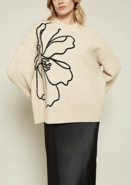 画像10: 【ANOTHER GIRL】Cream Floral Intarsia Oversized Jumper / オーバーサイズニットトップ (10)
