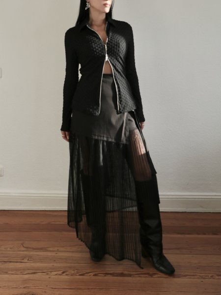 画像7: 【ANOTHER GIRL】Textured 2-Way Zip Top / テクスチャー ジップアップトップ (7)