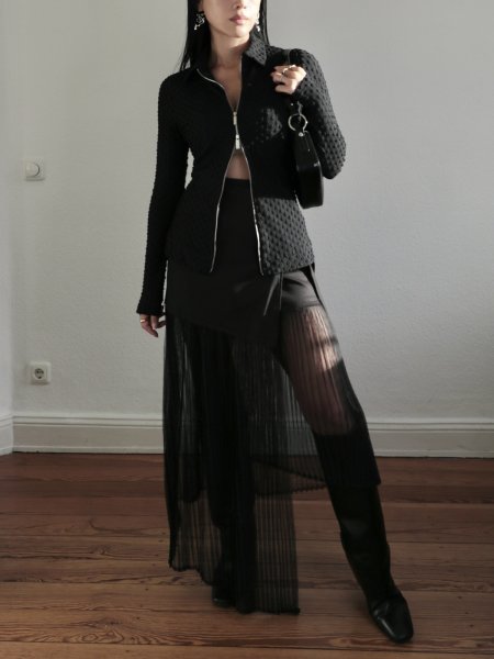 画像6: 【ANOTHER GIRL】Textured 2-Way Zip Top / テクスチャー ジップアップトップ (6)