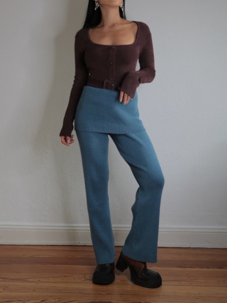 画像4: 【ANOTHER GIRL】Fold-Over Ribbed Trousers / フォールドオーバーリブパンツ (4)