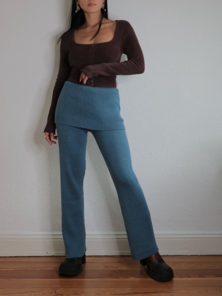 画像3: 【ANOTHER GIRL】Fold-Over Ribbed Trousers / フォールドオーバーリブパンツ (3)