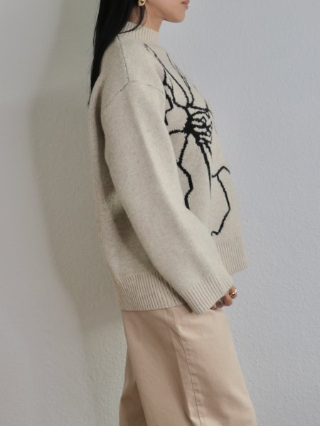 画像4: 【ANOTHER GIRL】Cream Floral Intarsia Oversized Jumper / オーバーサイズニットトップ (4)