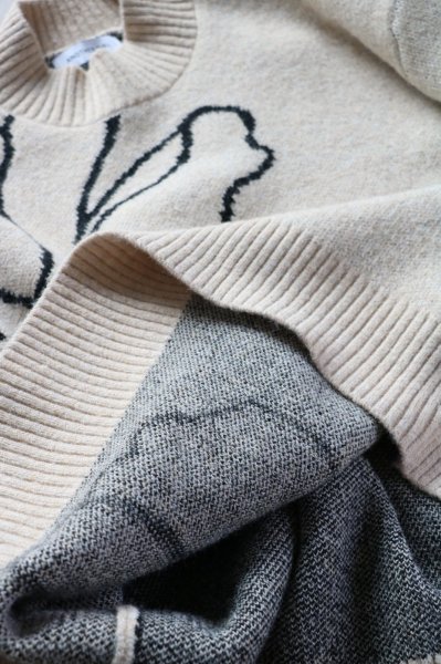 画像18: 【ANOTHER GIRL】Cream Floral Intarsia Oversized Jumper / オーバーサイズニットトップ (18)