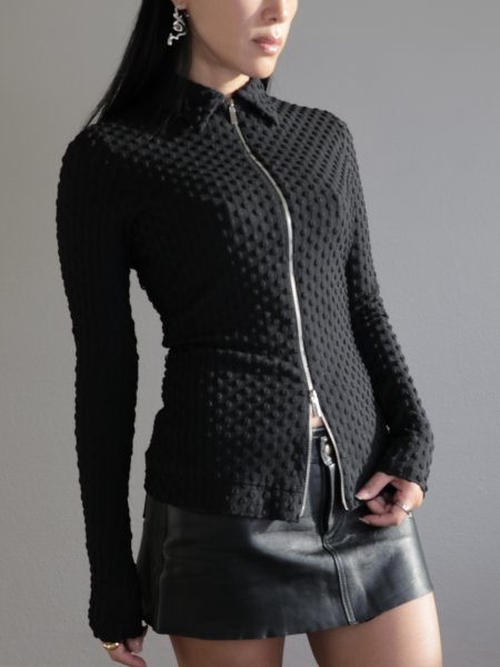 画像3: 【ANOTHER GIRL】Textured 2-Way Zip Top / テクスチャー ジップアップトップ (3)