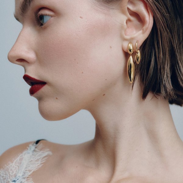 画像2: BIKO - Small Ember Drops  ドロップリンクピアス Gold / Silver (2)