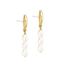 画像1: BIKO - Muse Pearldrops Earring ミューズ淡水パールドロップピアス - Gold (1)