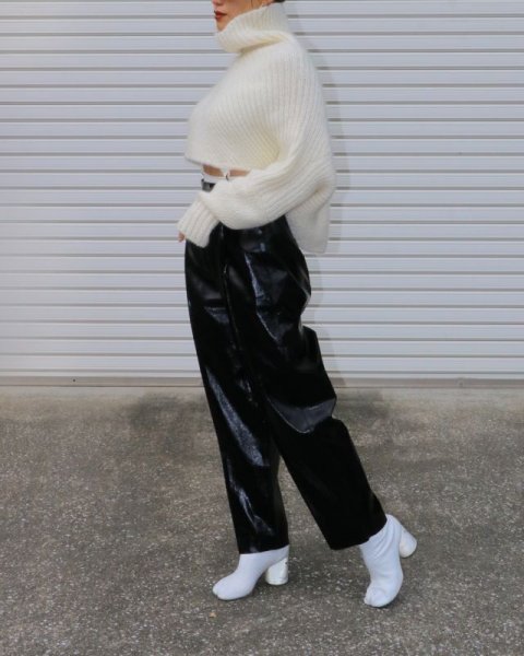 画像10: 【50%OFF】［BLOSSOM H COMPANY］FOIL PINTUCK PANTS／フォイルハイウェストタックパンツ [BLACK] (10)