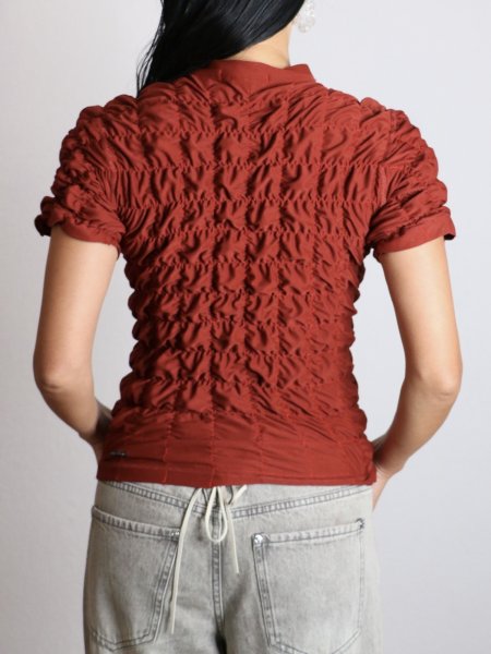 画像7: CELESTE BURGOYNE - THE RUCHED SPORTS TEE バブルスポーツTシャツ - BURGUNDY (7)