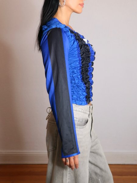 画像6: CELESTE BURGOYNE - THE RUCHED SPORTS TEE バブル スポーツロングTシャツ - BLUE x BLACK (6)