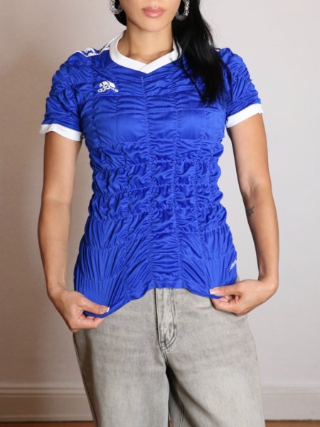 画像4: CELESTE BURGOYNE - THE RUCHED SPORTS TEE バブルスポーツTシャツ - BLUE (4)