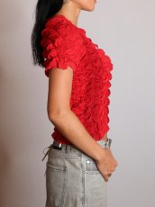 画像6: CELESTE BURGOYNE - THE RUCHED SPORTS TEE バブルスポーツTシャツ - RED (6)