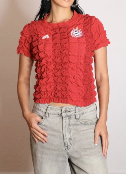 画像5: CELESTE BURGOYNE - THE RUCHED SPORTS TEE バブルスポーツTシャツ - RED (5)