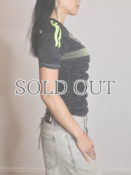 画像6: CELESTE BURGOYNE - THE RUCHED SPORTS TEE バブルスポーツTシャツ - BLACK (6)