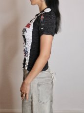 画像4: CELESTE BURGOYNE - THE RUCHED SPORTS TEE バブルスポーツTシャツ - BLACK/WHITE (4)