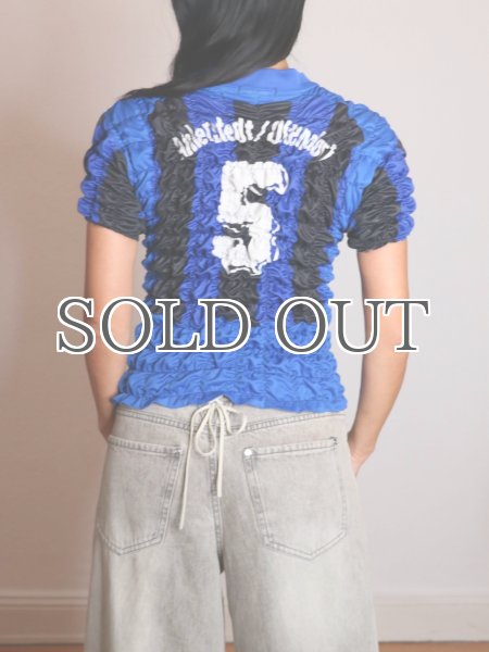 画像6: CELESTE BURGOYNE - THE RUCHED SPORTS TEE バブルスポーツTシャツ - BLUE x BLACK (6)