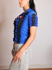 画像5: CELESTE BURGOYNE - THE RUCHED SPORTS TEE バブルスポーツTシャツ - BLUE x BLACK (5)