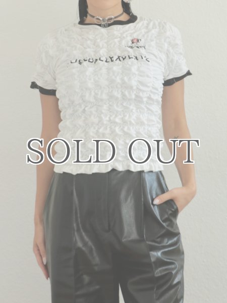 画像4: CELESTE BURGOYNE - THE RUCHED SPORTS TEE バブルスポーツTシャツ - WHITE (4)