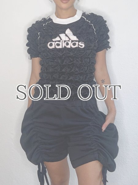 画像1: CELESTE BURGOYNE - THE RUCHED SPORTS TEE バブルスポーツTシャツ - BLACK (1)