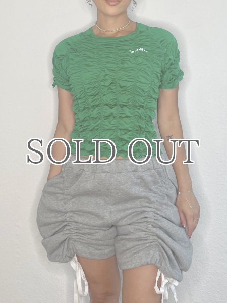画像2: CELESTE BURGOYNE - THE RUCHED SPORTS TEE バブルスポーツTシャツ - GREEN (2)
