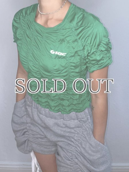 画像4: CELESTE BURGOYNE - THE RUCHED SPORTS TEE バブルスポーツTシャツ - GREEN (4)