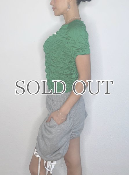 画像3: CELESTE BURGOYNE - THE RUCHED SPORTS TEE バブルスポーツTシャツ - GREEN (3)