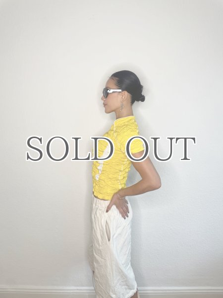 画像6: CELESTE BURGOYNE - THE RUCHED SPORTS TEE バブルスポーツTシャツ - YELLOW (6)