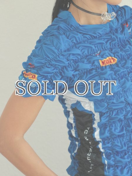 画像6: CELESTE BURGOYNE - THE RUCHED SPORTS TEE バブルスポーツTシャツ - BLUE (6)