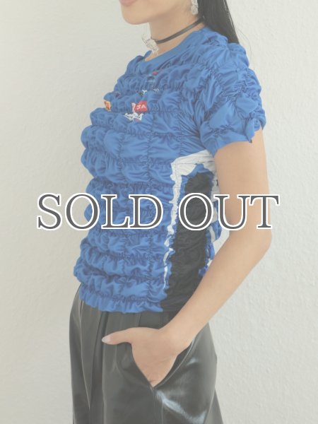 画像7: CELESTE BURGOYNE - THE RUCHED SPORTS TEE バブルスポーツTシャツ - BLUE (7)