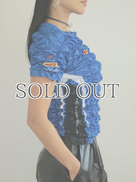 画像5: CELESTE BURGOYNE - THE RUCHED SPORTS TEE バブルスポーツTシャツ - BLUE (5)