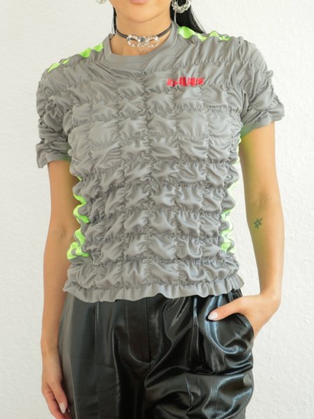 画像7: CELESTE BURGOYNE - THE RUCHED SPORTS TEE バブルスポーツTシャツ - GREY (7)