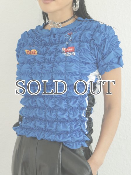 画像4: CELESTE BURGOYNE - THE RUCHED SPORTS TEE バブルスポーツTシャツ - BLUE (4)