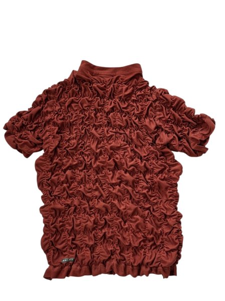 画像2: CELESTE BURGOYNE - THE RUCHED SPORTS TEE バブルスポーツTシャツ - BURGUNDY (2)