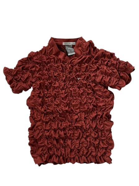 画像1: CELESTE BURGOYNE - THE RUCHED SPORTS TEE バブルスポーツTシャツ - BURGUNDY (1)