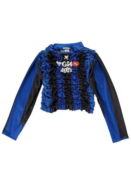 画像1: CELESTE BURGOYNE - THE RUCHED SPORTS TEE バブル スポーツロングTシャツ - BLUE x BLACK (1)