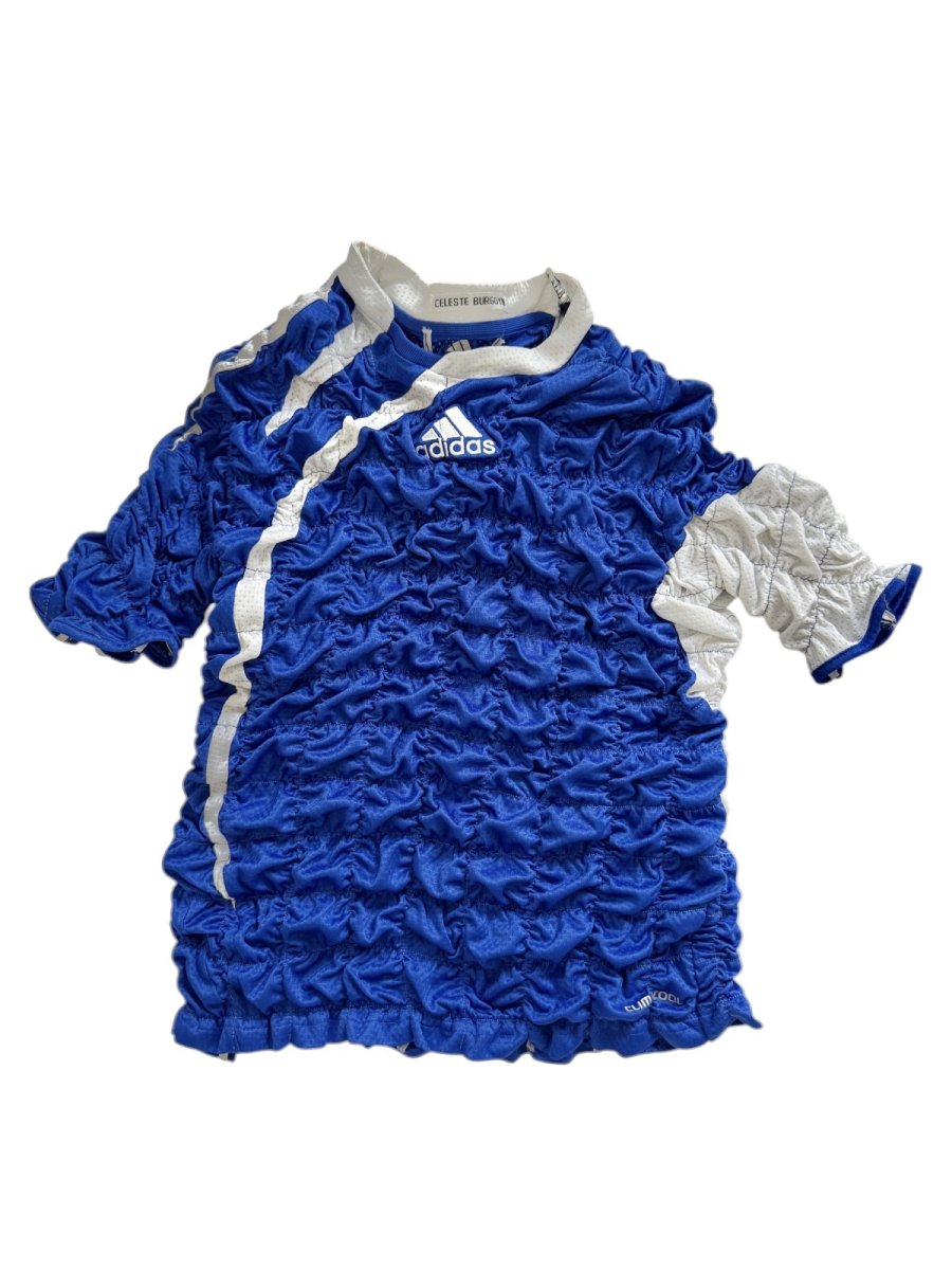 画像1: CELESTE BURGOYNE - THE RUCHED SPORTS TEE バブルスポーツTシャツ - BLUE x WHITE (1)